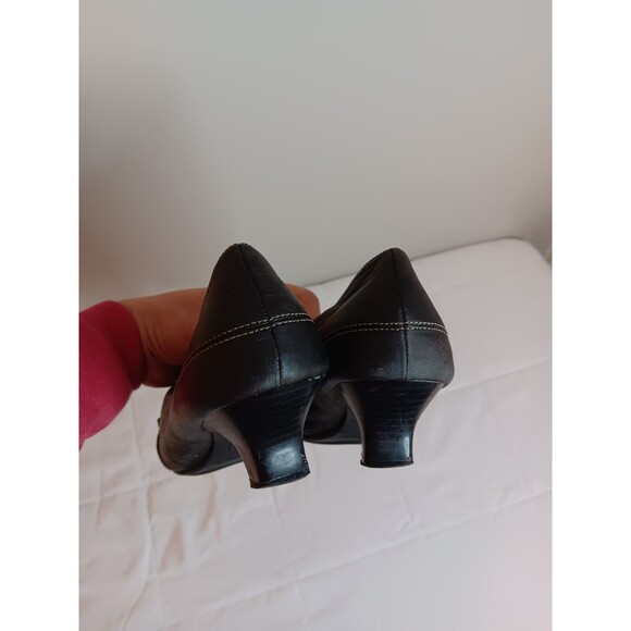 AEROSOLES LATCH BOX BLACK LEATHER WOMANS PUMPS HEELS SZ 9 - Picture 2 of 7